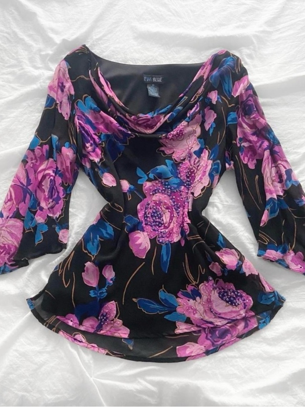 Eva Blue vintage floral blouse